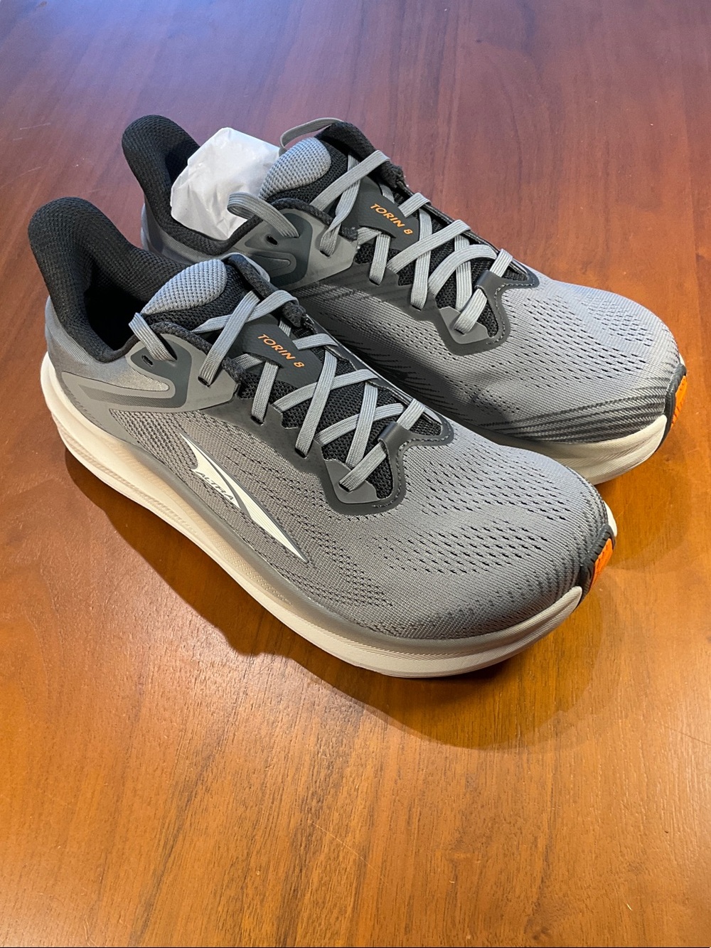 Altra Torin 8 Gray and Black Men's Running Shoes with Orange Accents - Picture 2 of 4